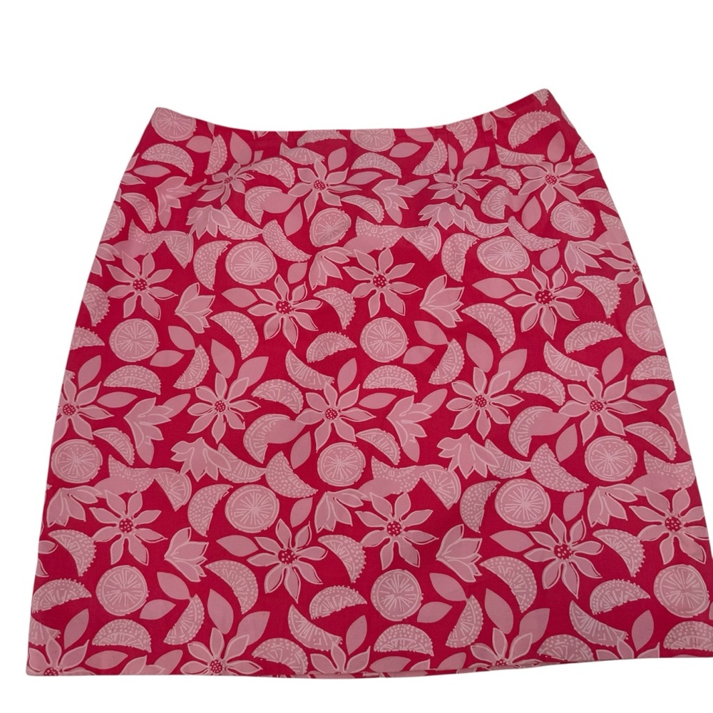 Lilly Pulitzer Floral and Fruit Print Mini Pencil Skirt 6p